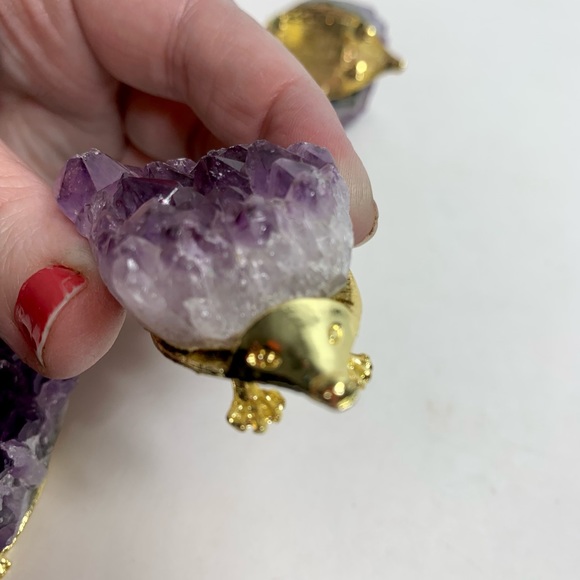 Set of 5 hedgehogs with Natural Amethyst quartz crystals gems. - Picture 8 of 10